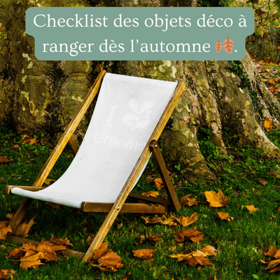 Transat bois et blanc en automne sous un arbre