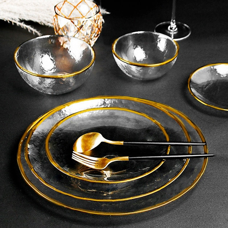 Assiette ronde transparente en verre bol