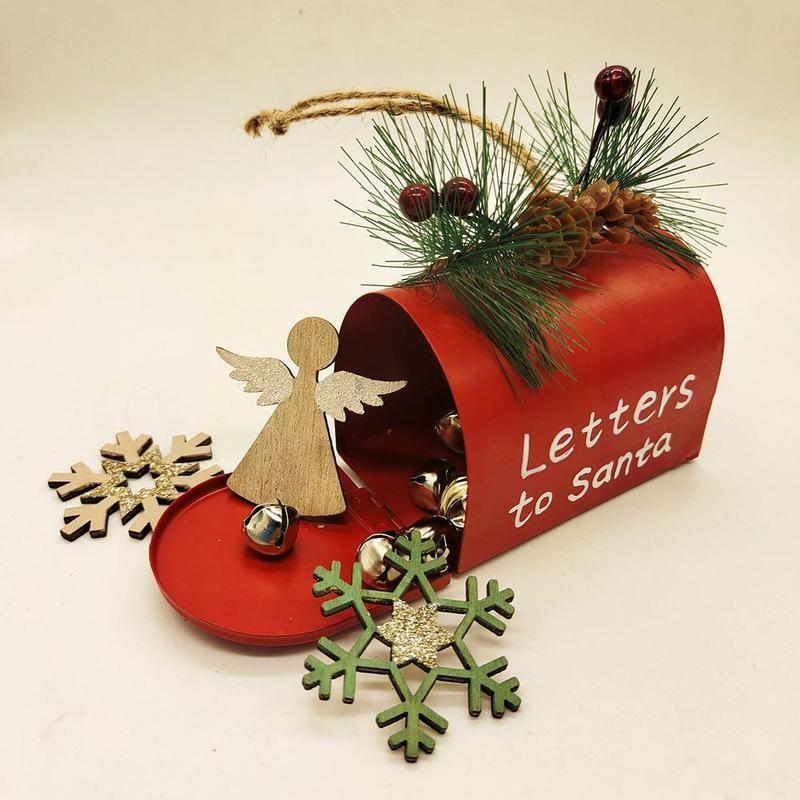 Boîte aux lettres père Noël en fer à suspendre Décoration de Noël