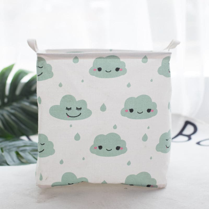 Boite de rangement en coton et lin  Green clouds Vase