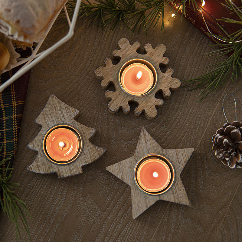 Bougeoirs de Noël en bois Accessoires de cuisine 