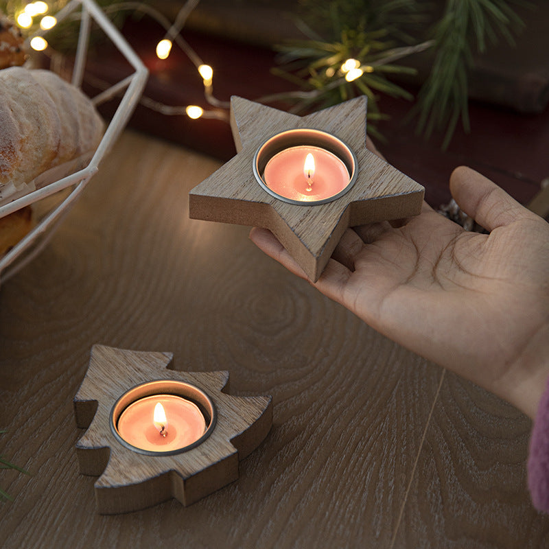 Bougeoirs de Noël en bois Accessoires de cuisine 