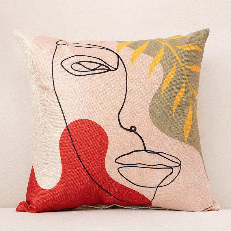 Coussin artistique coloré visage abstrait 45 x 45 cm Vase 