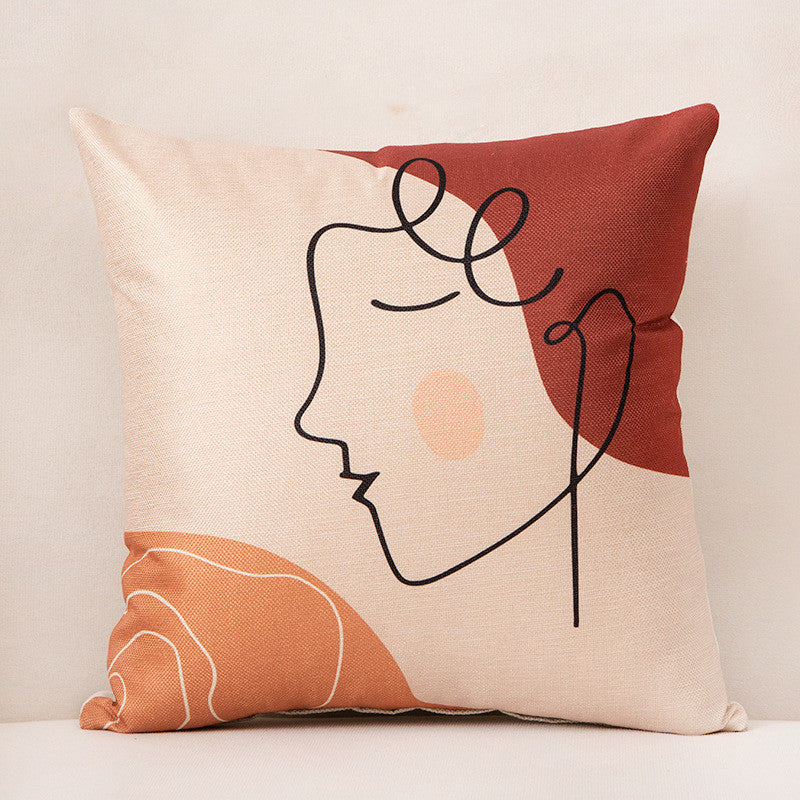 Coussin coloré visage artistique 45 x 45 cm Vase 