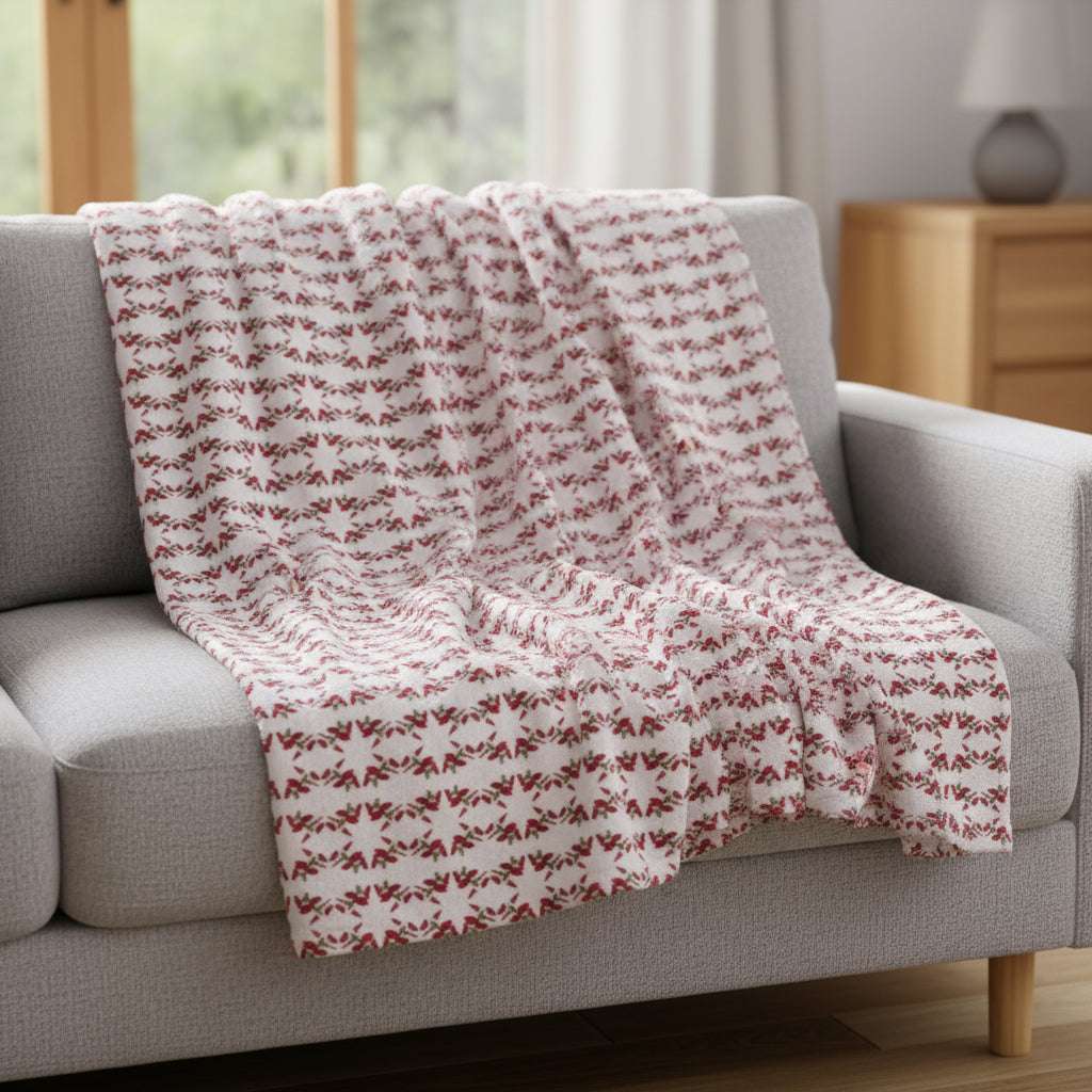 Couverture motifs étoiles rouge blanc