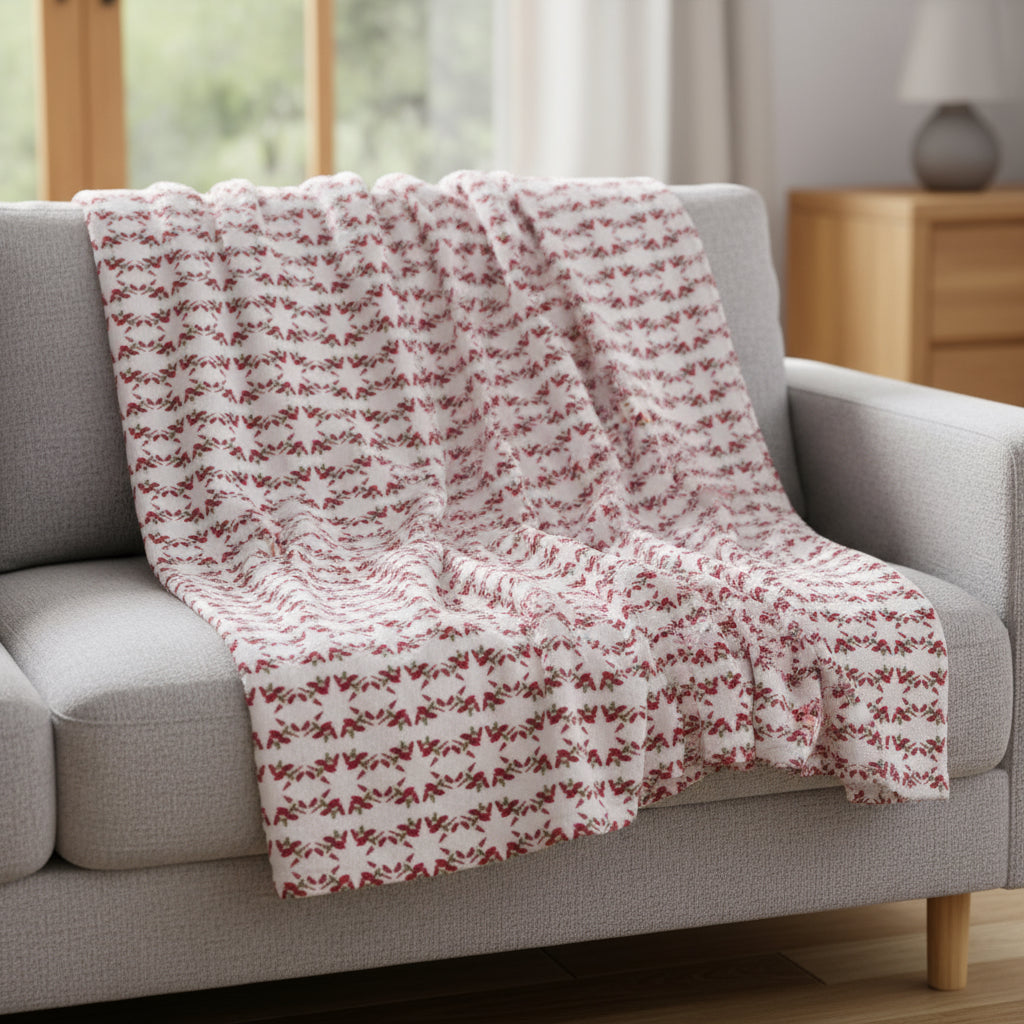 Couverture motifs étoiles rouge blanc