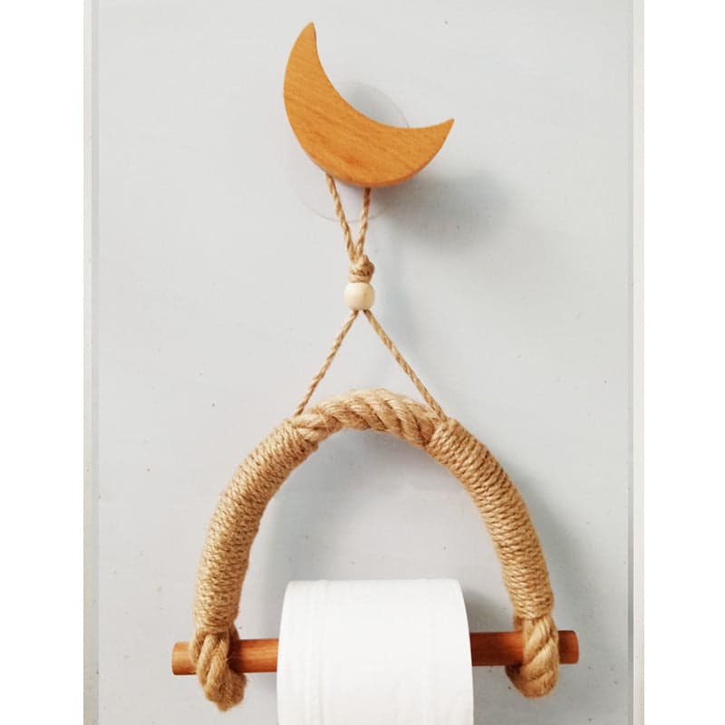 Distributeur papier toilette corde et bois accroche lune Vase 