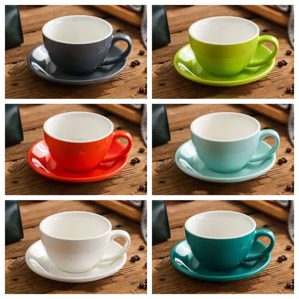 Ensemble tasses et soucoupes colorées 300 ml