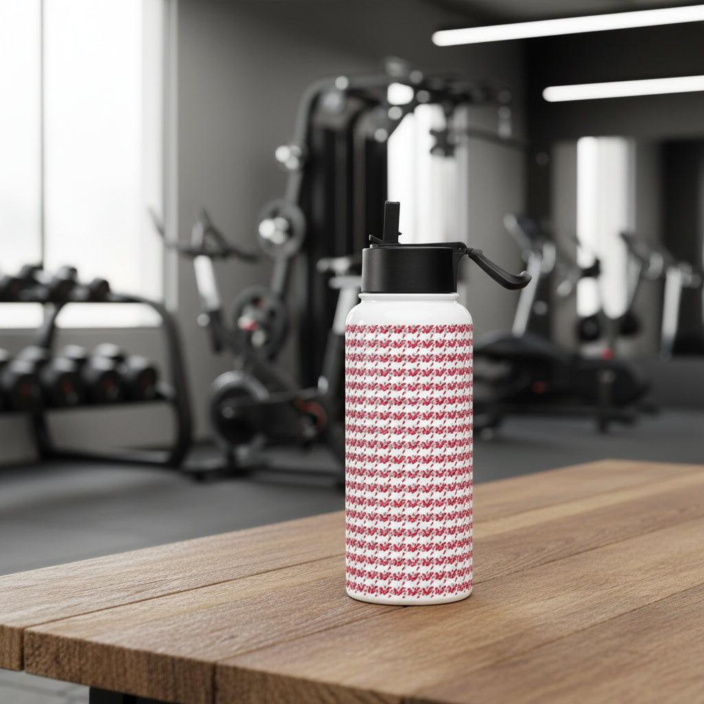 Gourde inox sur table dans salle de sport