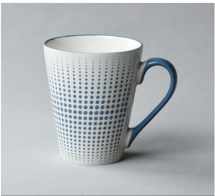 Tasse céramique petits pois bleus