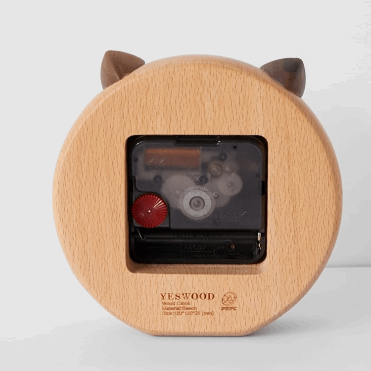 Horloge de bureau chat en bois Horloges 