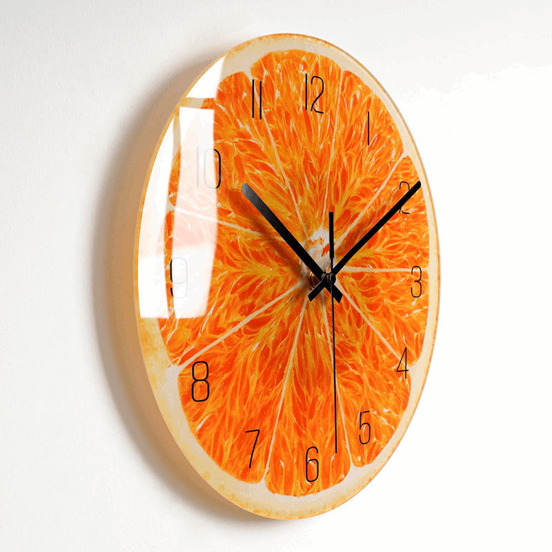 Horloge en verre fond orange