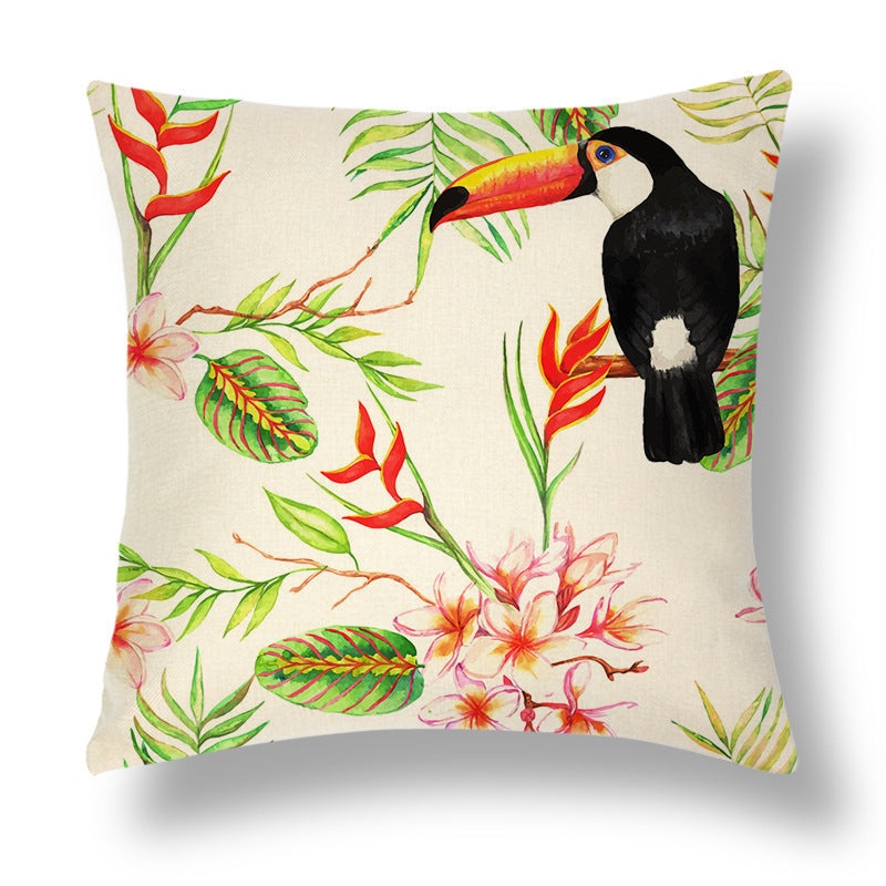 Housse de coussin oiseau tropical Housse de coussin 