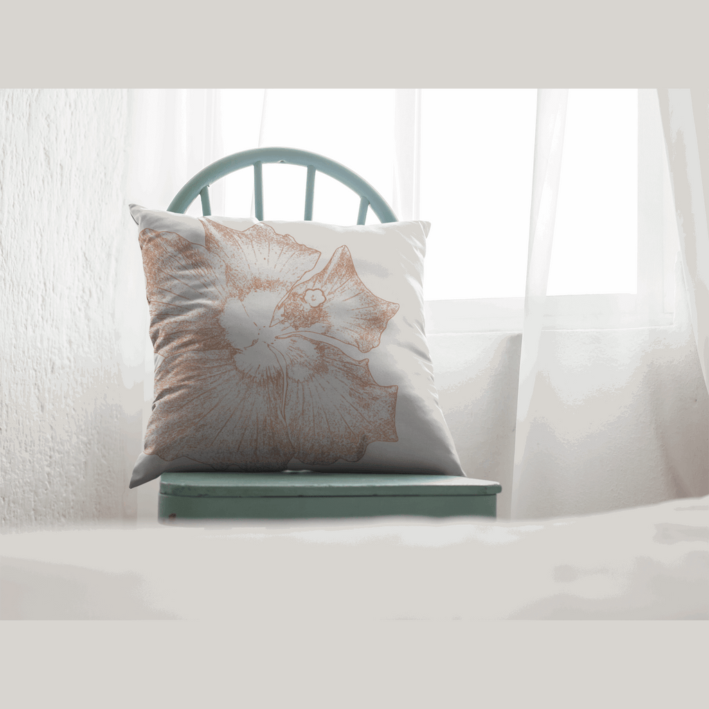 Housse de coussin fleru Hibiscus dessin sur chaise vert d'eau