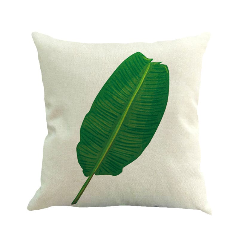 Tropical Plant Green Leaves Linen Pillowcase Cotton Linen Five style Vase