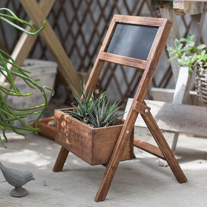 Jardinière en bois massif + ardoise noire Accessoires de cuisine 