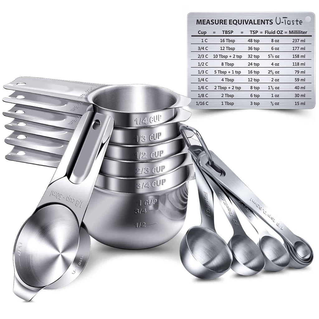 Stainless Steel Measuring Cup and Measuring Spoon 14-piece Set Vase