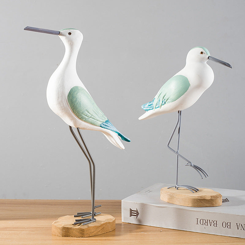 Lot de 2 oiseaux de mer décoratifs en bois de pin Accessoires de cuisine 