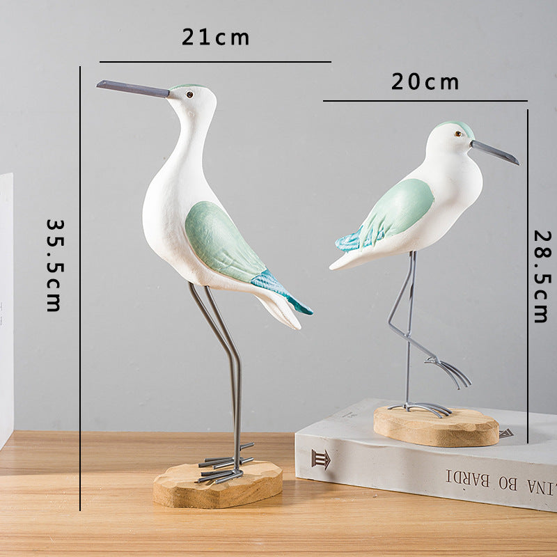 Lot de 2 oiseaux de mer décoratifs en bois de pin Accessoires de cuisine 