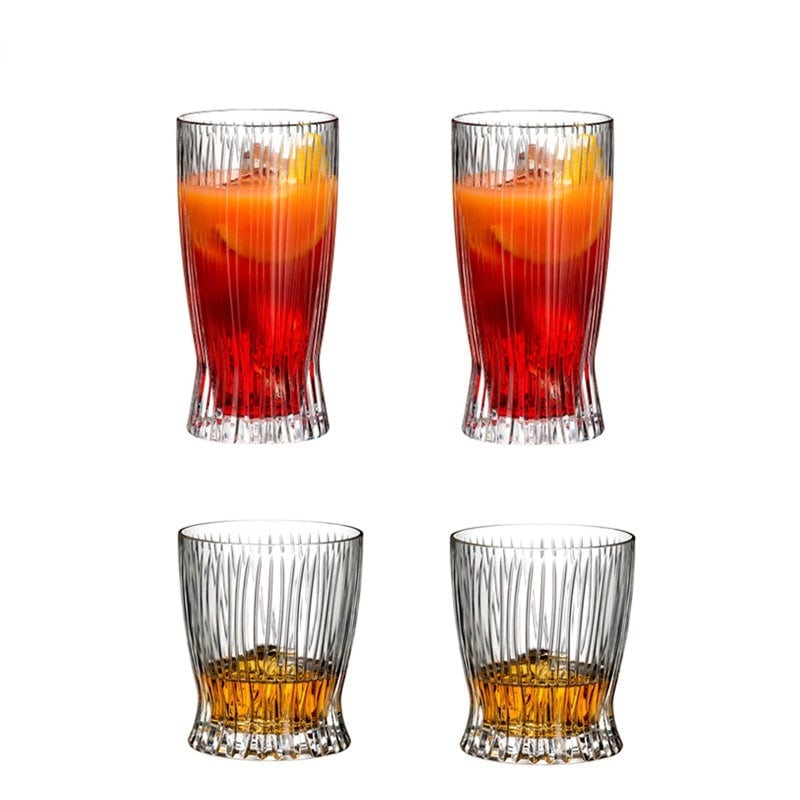 Lot de 4 verres rayés en cristal Accessoires de cuisine 