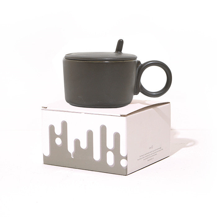 Mug + couvercle céramique style Morandi Accessoires de cuisine 