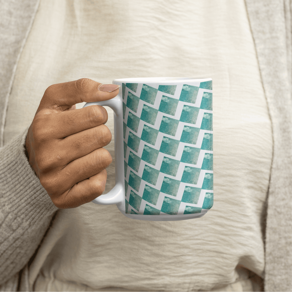 Mug céramique graphique grande capacité turquoise