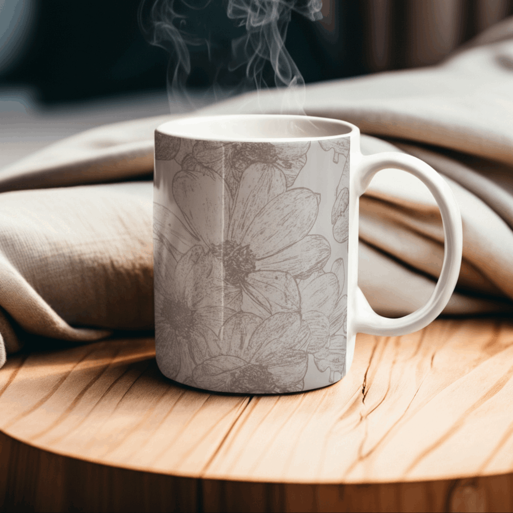 Mug Dahlia effet crayon céramique brillant