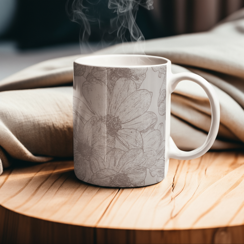 Mug Dahlia effet crayon céramique brillant