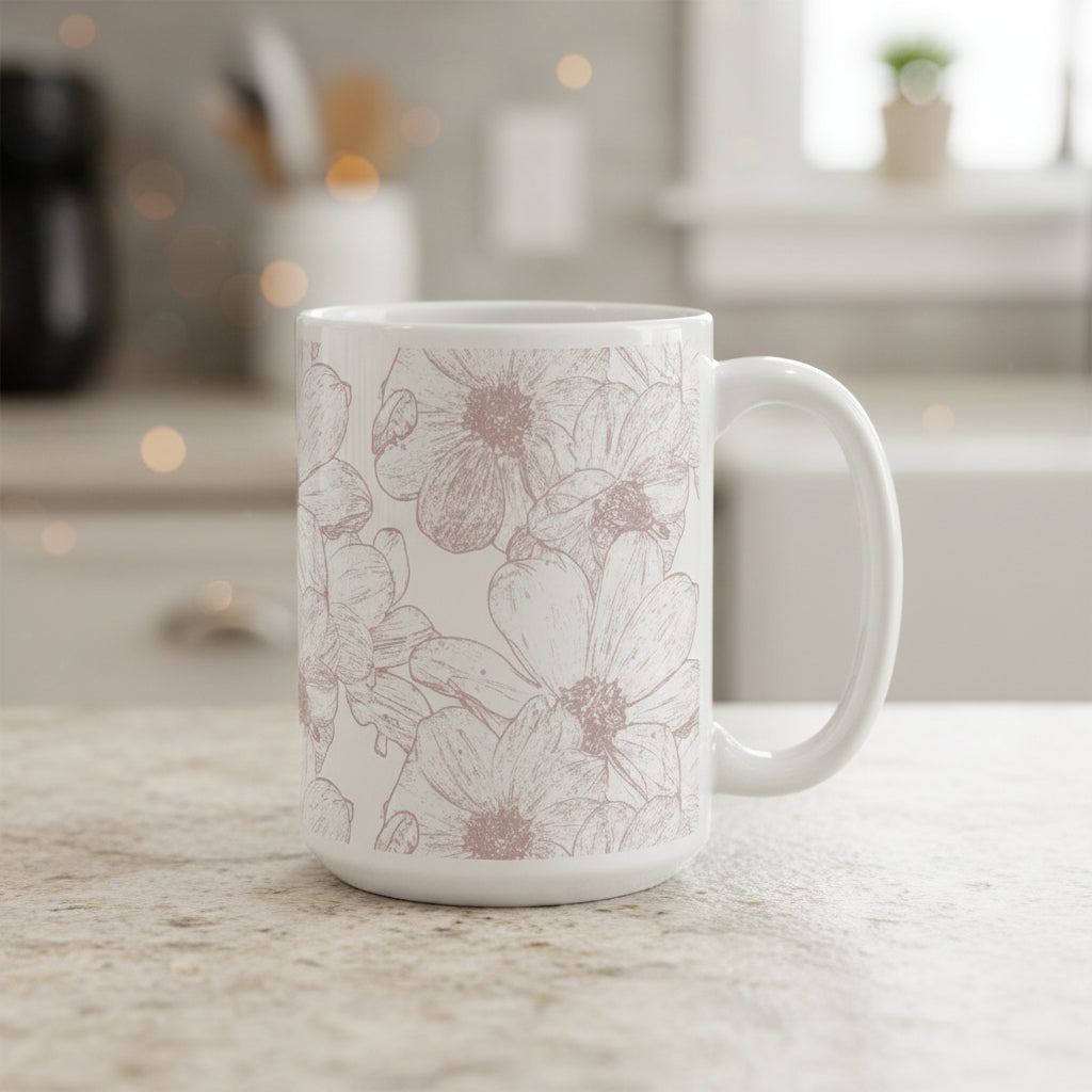 Mug brillant dessin Dahlia