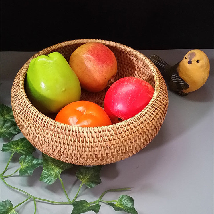 Panier de rangement + couvercle en rotin Accessoires de cuisine 