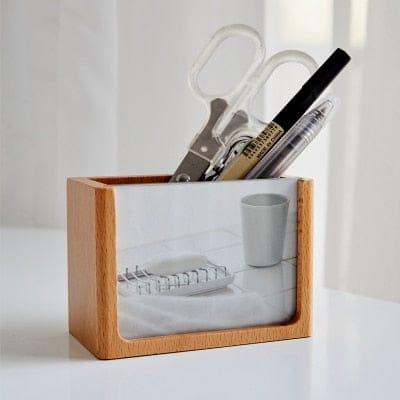 Range-stylos cadre photo horizontal en bois Vase 