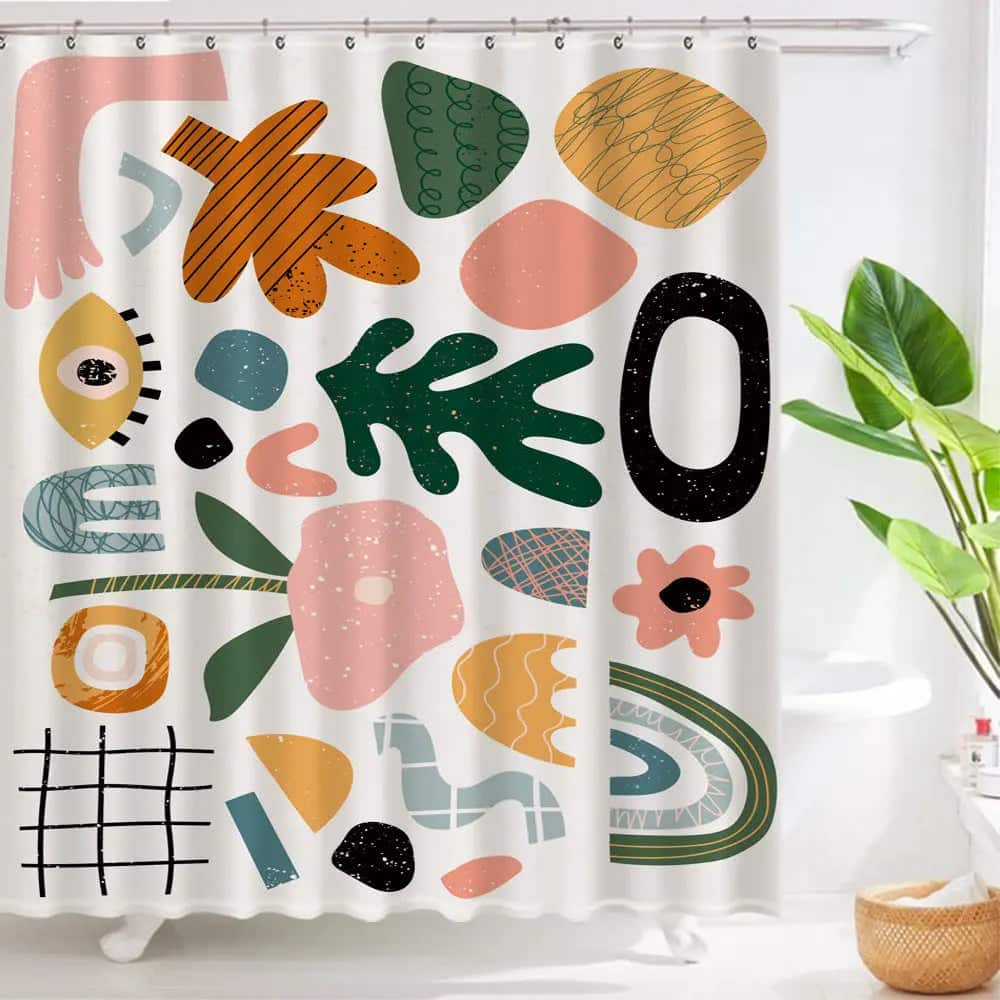 Art Geometric Shower Curtain Waterproof Bathroom Curtain 