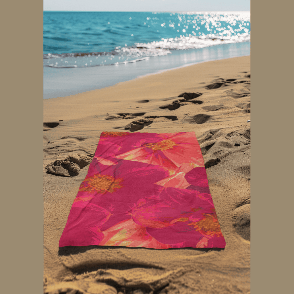 Serviette de bain sur la plage Dahlia rouge