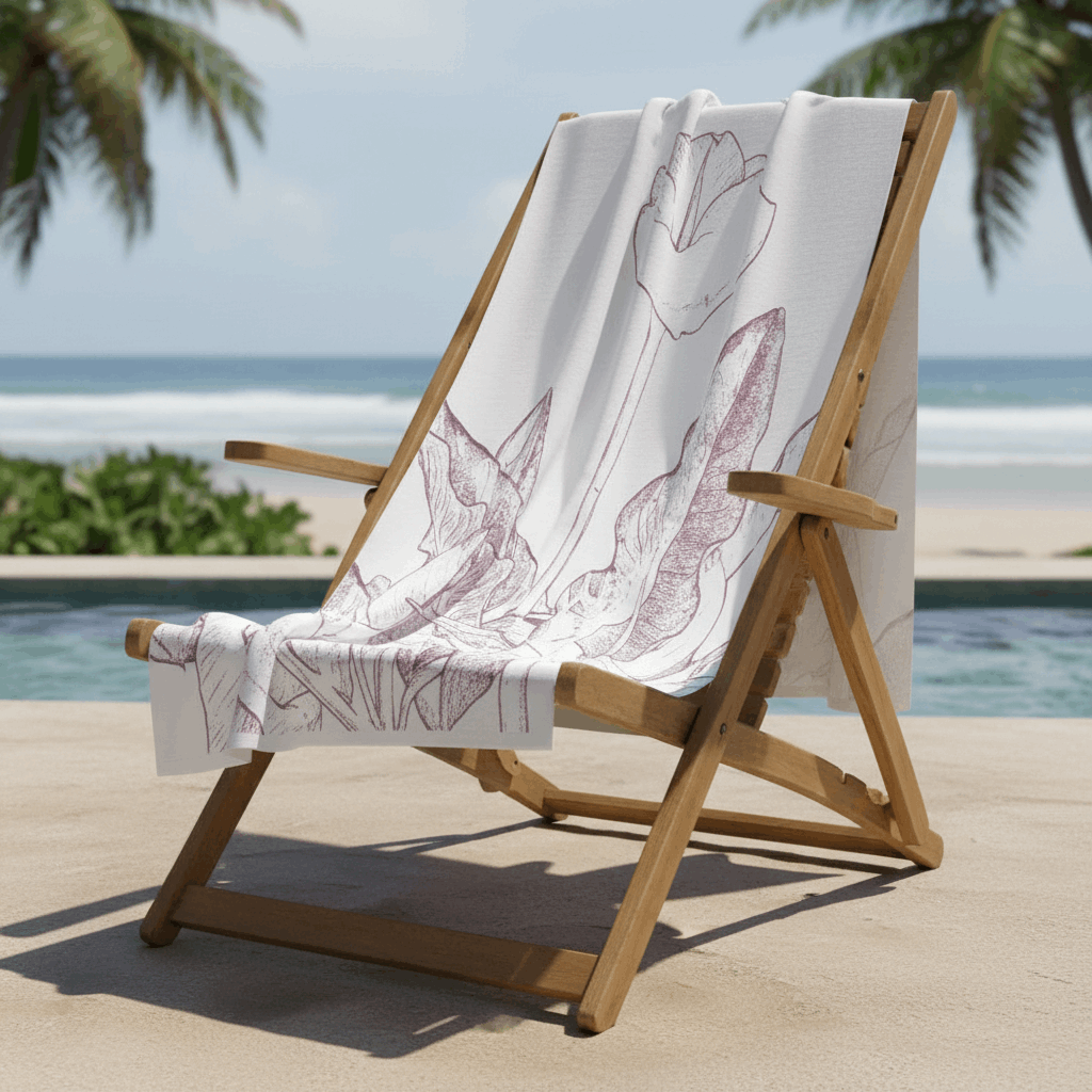 serviette de plage dessin arum poly-coton 