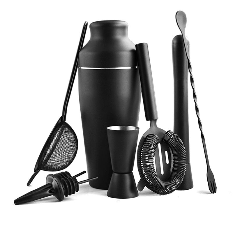 Set à cocktail noir 8 pièces en acier inoxydable Accessoires de cuisine 