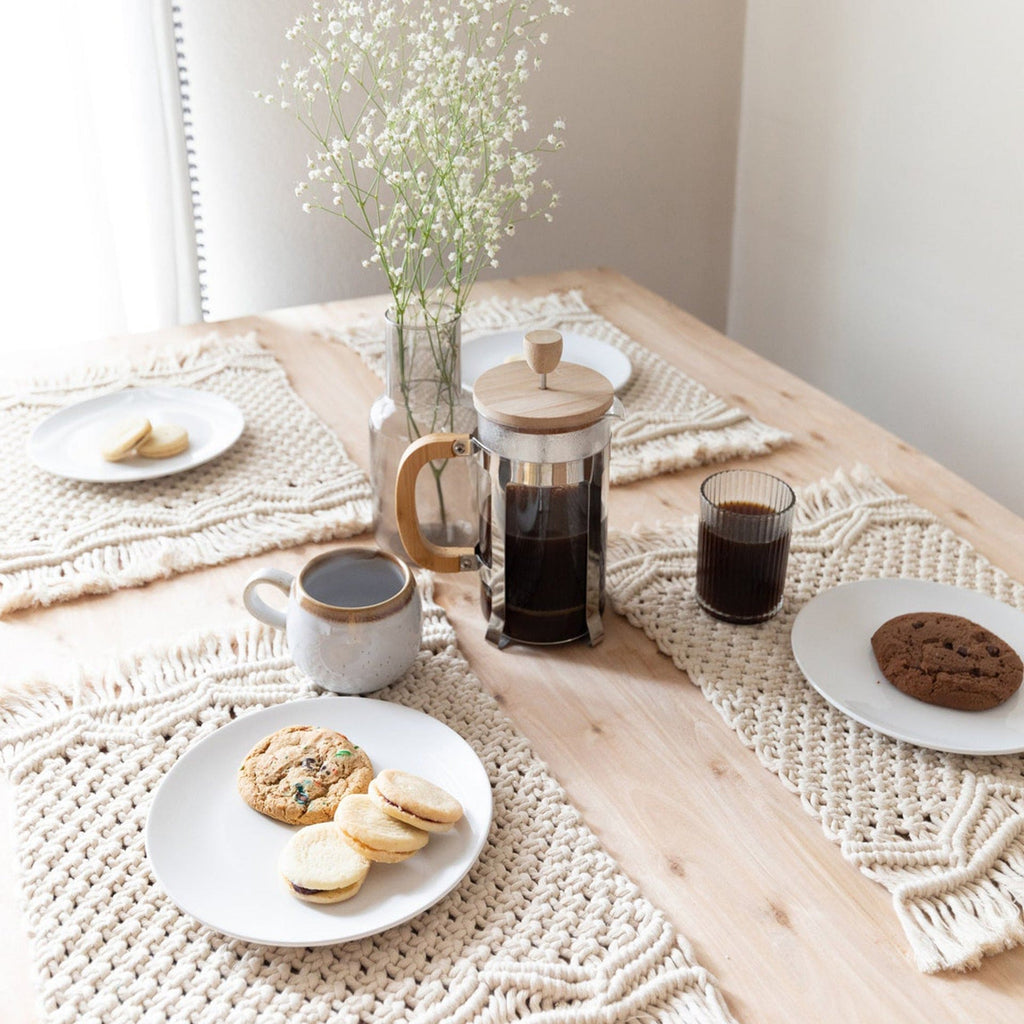 Set de table en coton macramé Vase