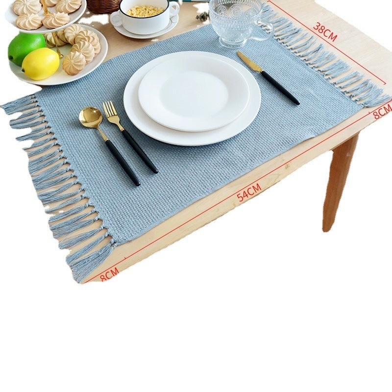 Set de table gris en coton à franges Accessoires de cuisine 