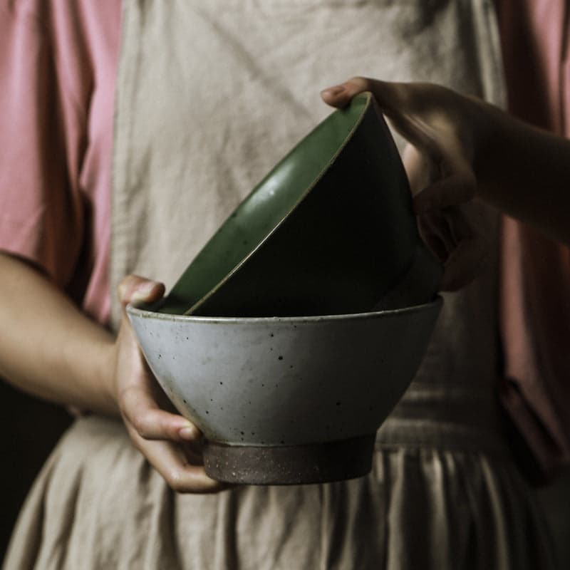 Jingdezhen Main Maison Rétro Soupe De Nouilles Haute Pattes D'argile Bol Soupière