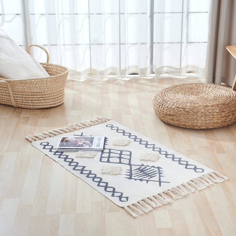 Tapis dessins ethniques modernes en coton et lin Vase 