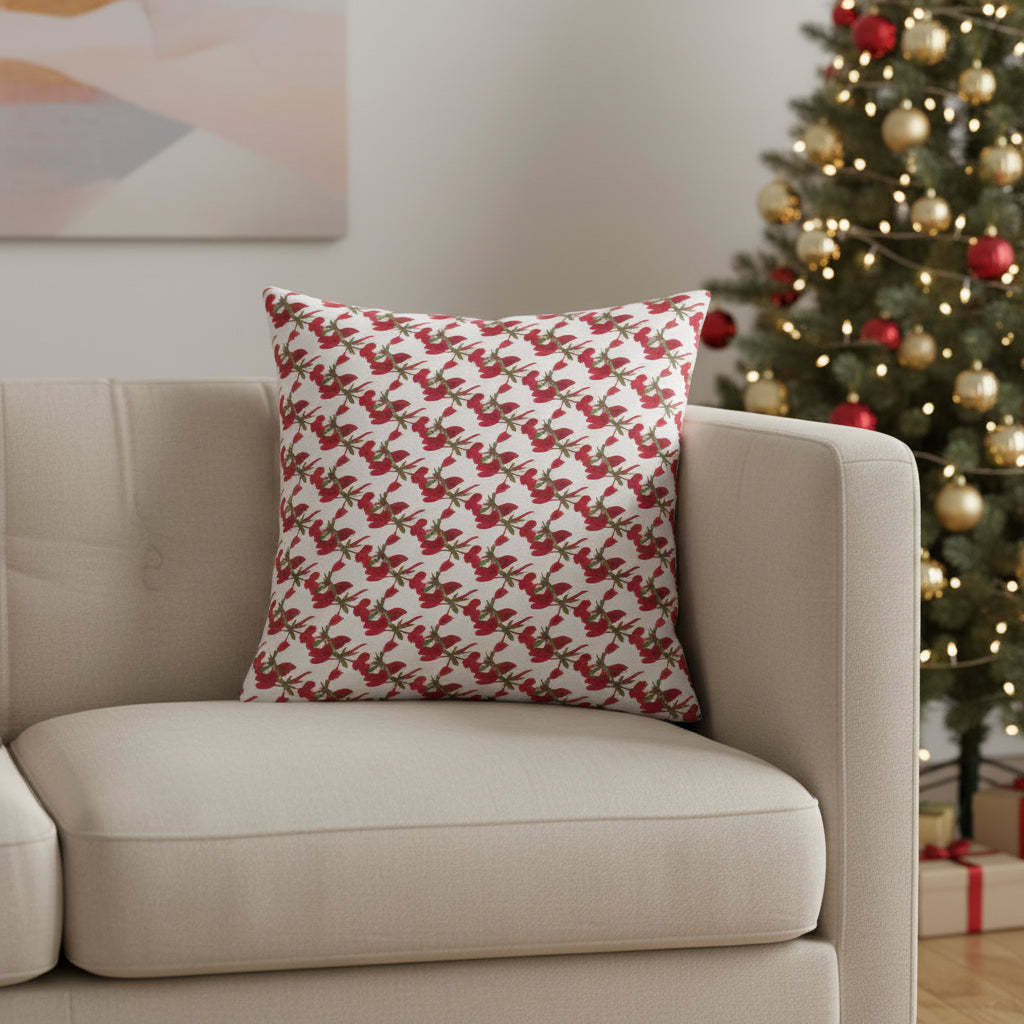 Coussin motifs abstraits rouge vert